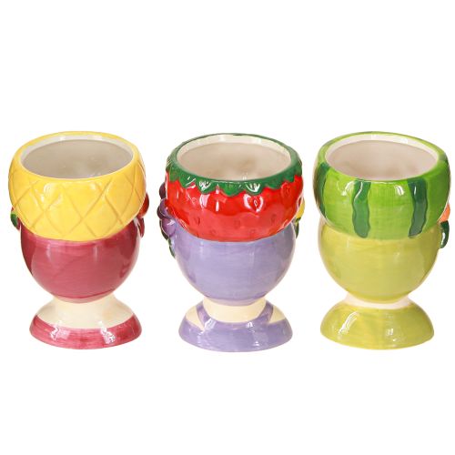 Product Planter Girl with fruit Ceramic decor 3 colours 13.5cm 3pcs