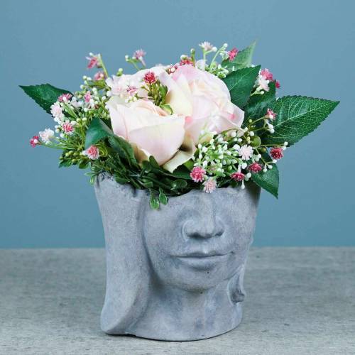 Floristik24 Planting head bust made of concrete for planting gray H14,5cm 2pcs