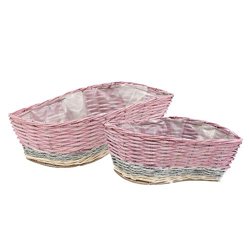 Floristik24 Plant Basket Set of 2 Wave Pink, Nature