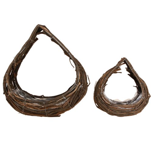 Product Plant Basket Wood Drops Natural 38x18cm / 23x13cm Set of 2