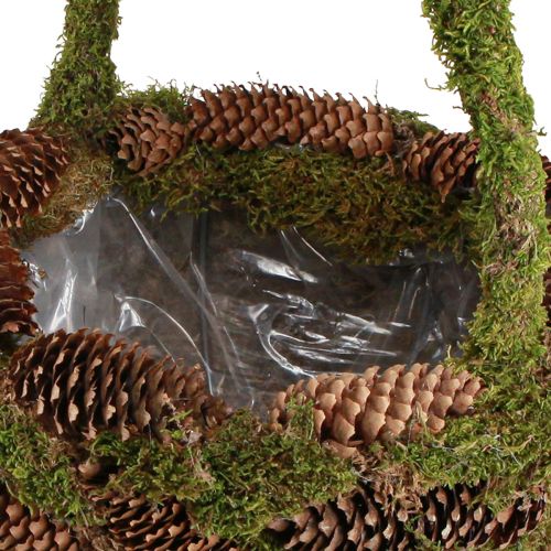 Product Plant basket moss spruce cone basket with handle Ø32cm H42cm