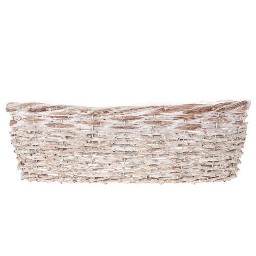 ProductName  
White Oval Wicker Plant Basket with Liner 37cm  

ProductDescription  
<div>  
<h2>White Oval Wicker Plant Basket with Liner</h2>  
<p>This charming white wicker plant basket is an attractive addition to any home or garden. Crafted from natu | Floristik24.co.uk