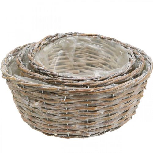 Product Plant basket wicker basket white washed Ø21.5/26/Ø31cm set of 3