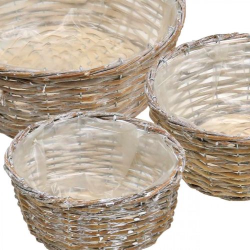 Product Plant basket wicker basket white washed Ø21.5/26/Ø31cm set of 3