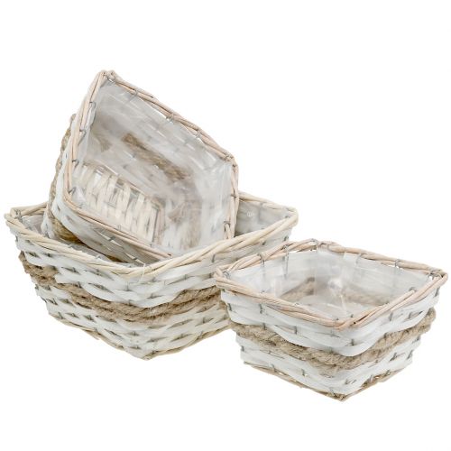 Floristik24 Planter square white Set of 3 27cm/22.5cm/19cm