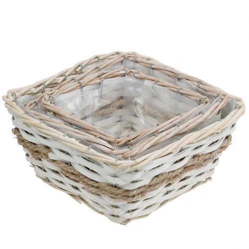 Floristik24 Planter square white Set of 3 27cm/22.5cm/19cm