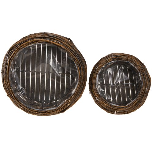 Product Plant basket round with foil wicker basket brown Ø32/23cm set of 2