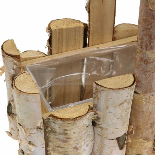 Product Planting basket birch branches with handle 24x14.5cm H25.5cm
