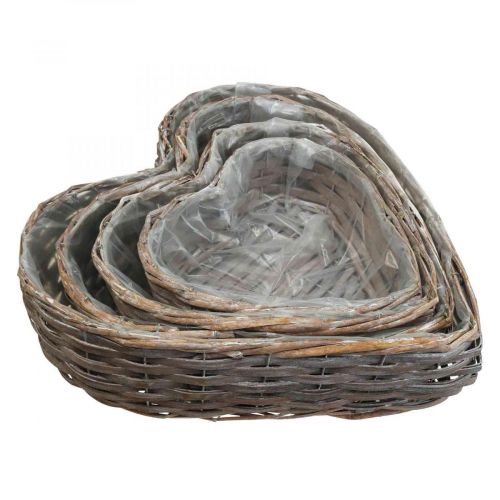 Floristik24 Plant basket decorative basket in heart shape plant heart willow set of 4
