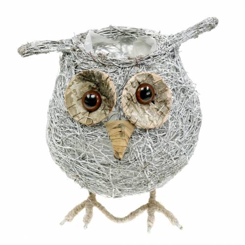 Plant basket owl vine white washed Ø14cm