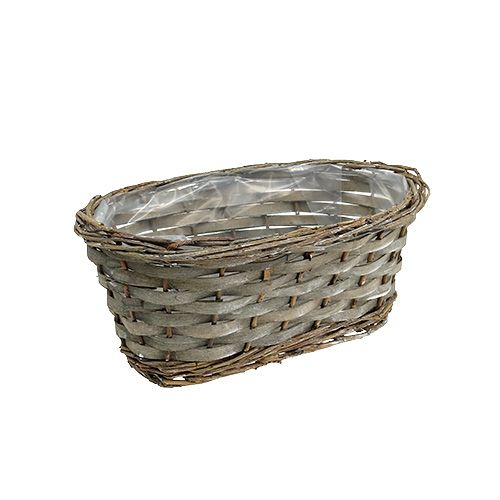 Floristik24 Planting basket oval gray 25cm x 15cm x 10cm 1p