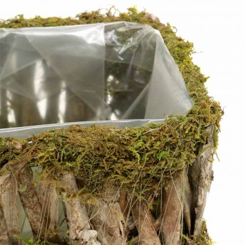Product Planting basket square moss, bark 34 × 15.5 / 24.5 × 11cm, set of 2
