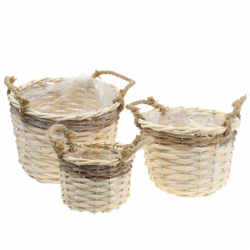 Plant basket with jute handles Ø24 / 20 / 14.5cm, set of 3
