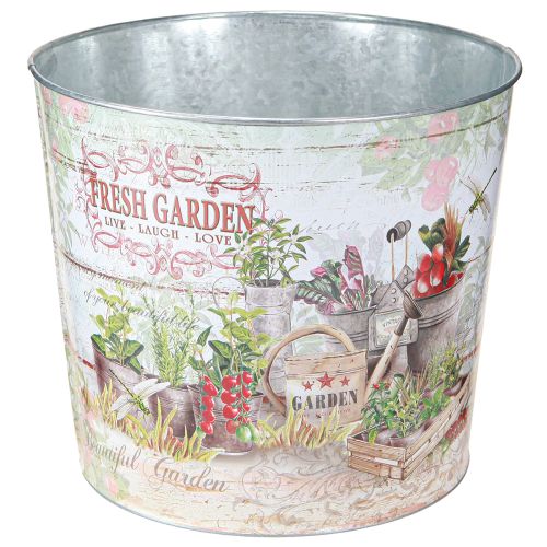 Floristik24 Plant pot flower pot round metal Fresh Garden H21cm