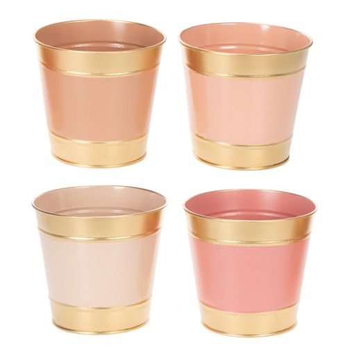 Floristik24 Metal plant pot/flower pot/planter, Ø13cm H12cm, 4 pieces