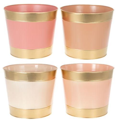 Floristik24 Metal plant pot/flower pot/planter, Ø26cm H22cm, 4 pieces
