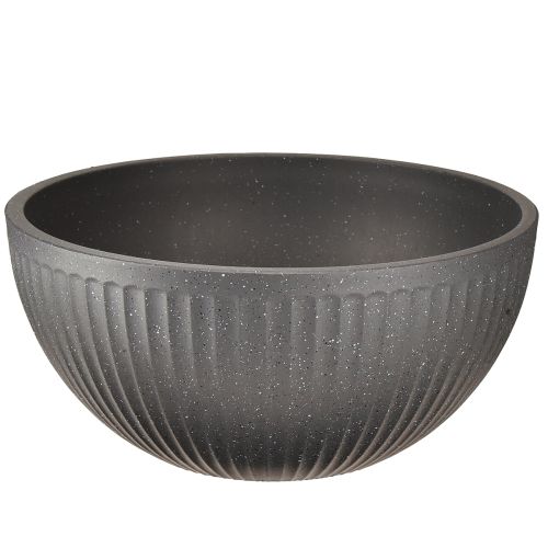 Plant pot plastic bowl with grooves anthracite Ø30cm