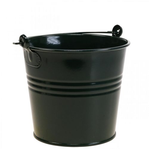 Floristik24 Planter Vintage Deco Metal Bucket Dark Green Ø16 H24cm