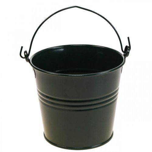 Floristik24 Planter Vintage Deco Metal Bucket Dark Green Ø16 H24cm