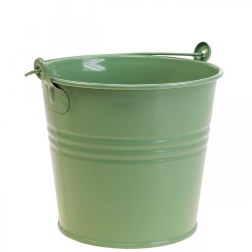 Floristik24 Planter vintage decorative metal bucket light green Ø16cm H24cm