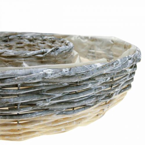 Plant ring willow natural plant bowl Ø44/38cm set of 2 white washed