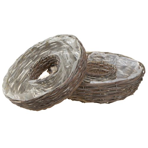 Floristik24 Plant Rings Wood Rattan Natural Grey Ø40/45cm Set of 2