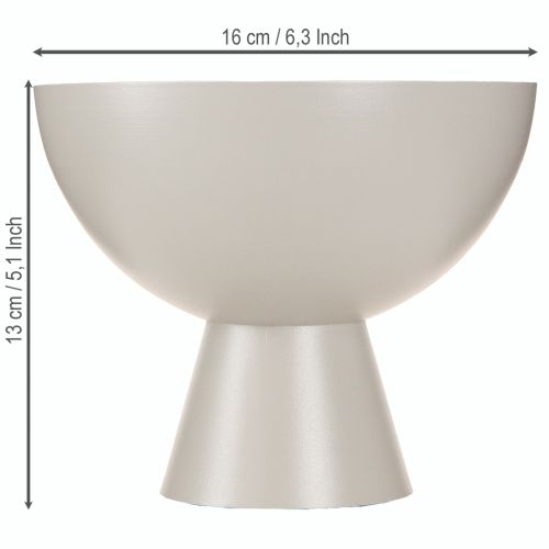 Product Plant bowl metal decorative trophy with base grey Ø16cm H13cm
