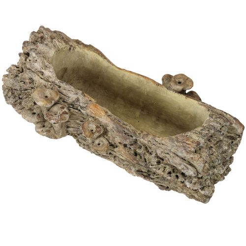 Planter cast stone tree trunk with mushrooms 36×18×12.5cm
