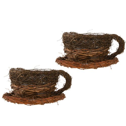 Product Plant Bowl Cup Straw Vines Natural Brown Ø20cm 2pcs