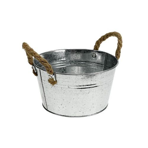 Floristik24 Planter made of sheet metal silver Ø18cm H10cm