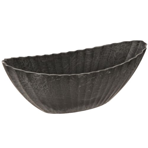 Plant bowl with grooves, planting boat, anthracite, 24 cm