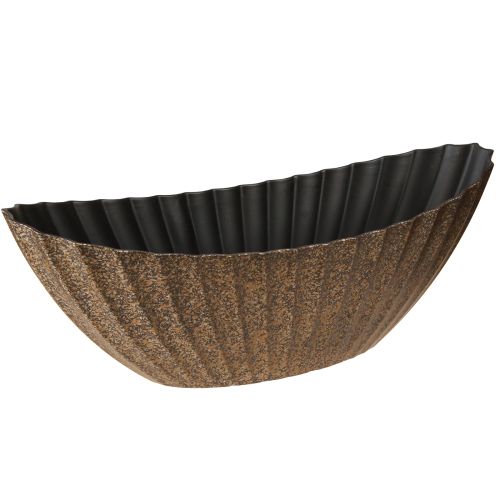 Floristik24 Plant bowl with grooves oval anthracite gold 41.5×16×16cm