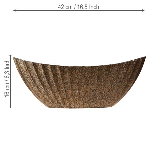 Floristik24 Plant bowl with grooves oval anthracite gold 41.5×16×16cm