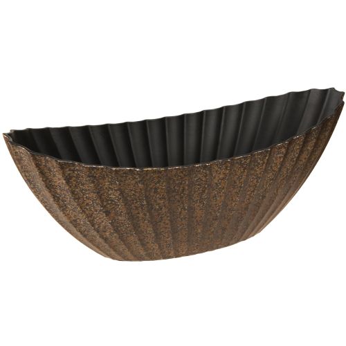 Plant bowl with grooves oval boat anthracite gold 36cm