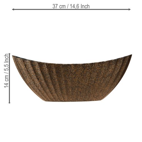 Floristik24 Plant bowl with grooves oval boat anthracite gold 36cm