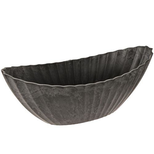 Plant bowl with grooves oval boat anthracite 36cm