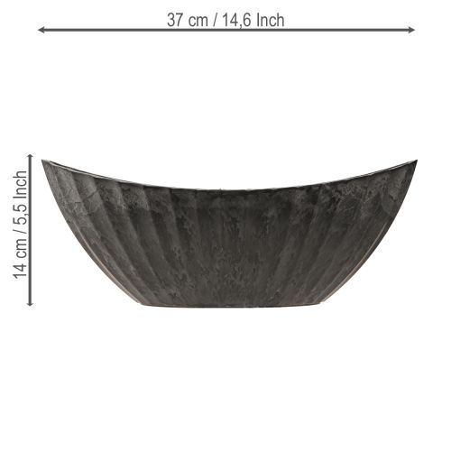Floristik24 Plant bowl with grooves oval boat anthracite 36cm
