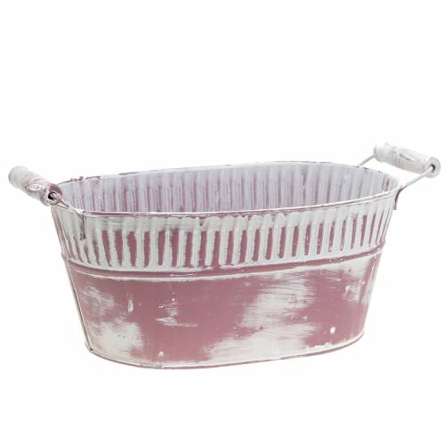 Floristik24 Planter bowl oval lilac white washed 28cm x 17cm H12cm