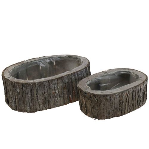 Floristik24 Plant box flower pot wood bark L23/29.5cm set of 2