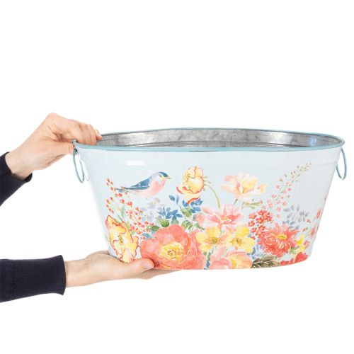 Planting bowls, spring, planters for flowers/birds, oval metal container L39/31/24.5cm, set of 3 | Floristik24.co.uk