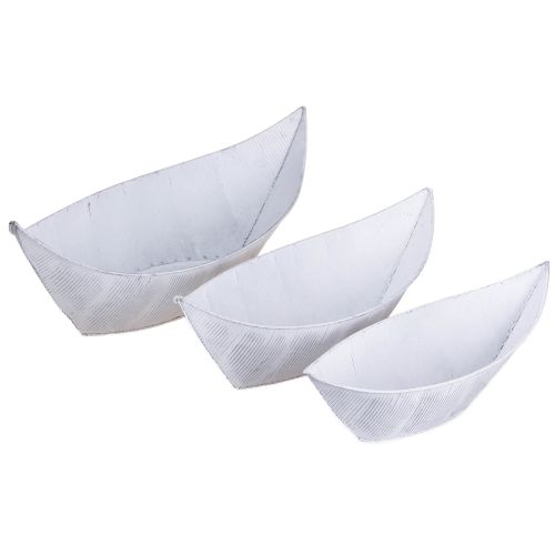 Product Plant bowl boat metal white silver 54.5/48/42cm set of 3