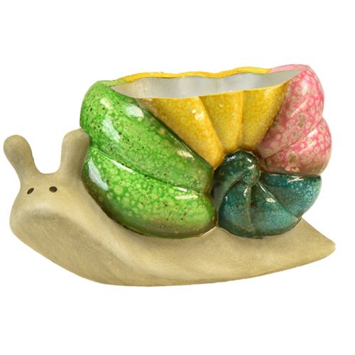 Decorative snail plant pot ceramic colored 19cmx8.5cmx11cm