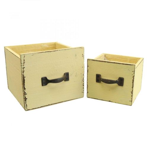 Floristik24 Plant drawer plant box wood yellow 12.5/16cm set of 2