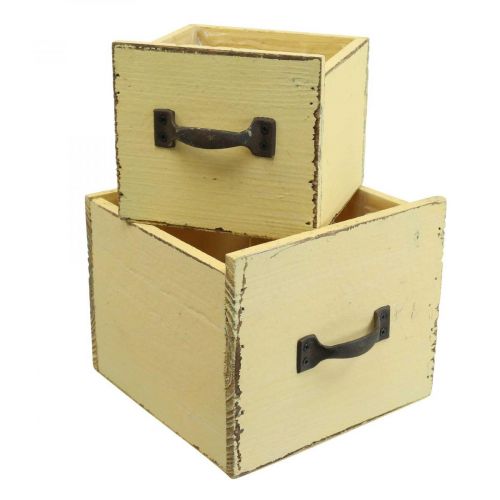 Floristik24 Plant drawer plant box wood yellow 12.5/16cm set of 2