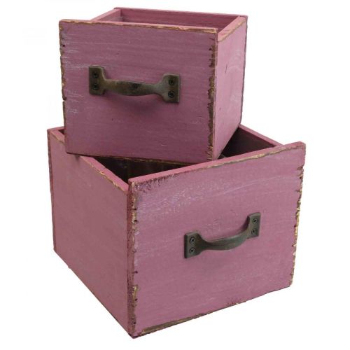 Floristik24 Plant drawer plant box wood purple 12.5/16cm set of 2