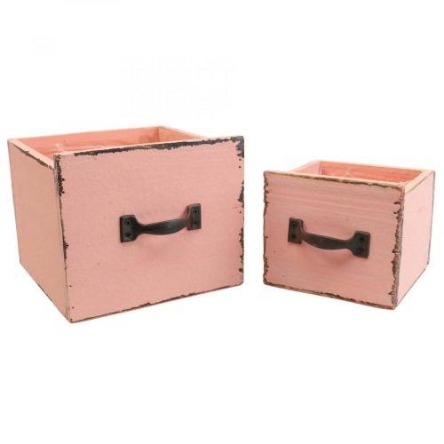 Floristik24 Plant drawer plant box wood Peach 12.5/16cm set of 2