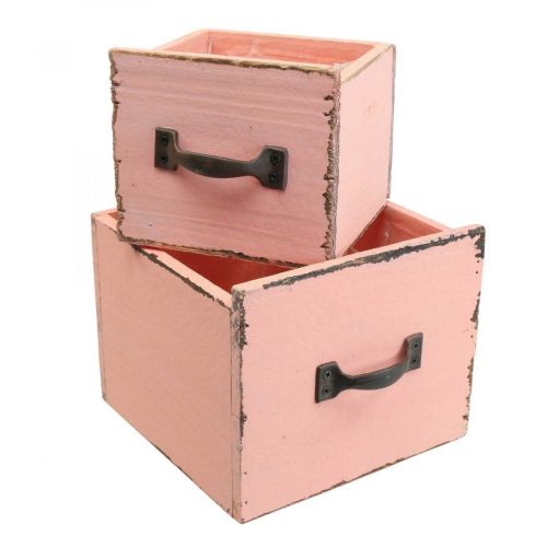 Plant drawer plant box wood Peach 12.5/16cm set of 2