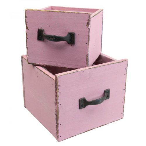 Plant drawer plant box wood pink 12.5/16cm set of 2