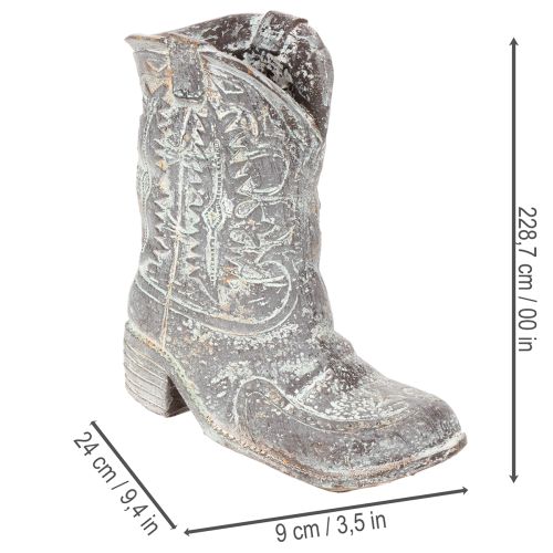 Cowboy Boot Planter 24cm Polyresin Grey Stone Look | Floristik24.co.uk