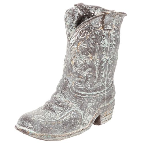 Cowboy Boot Planter 24cm Polyresin Grey Stone Look | Floristik24.co.uk